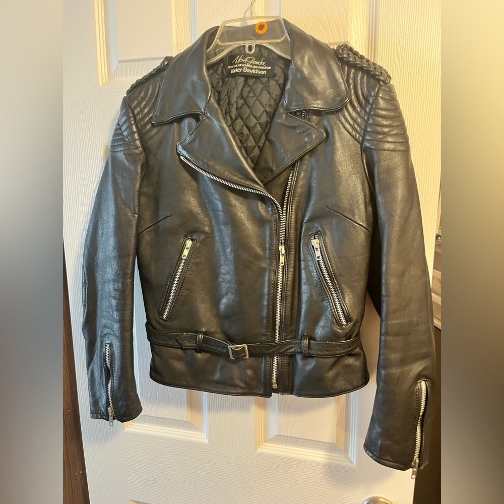 Hein Gericke x Harley Davidson Black Leather Insulated Motorcycle Jacket Size 40